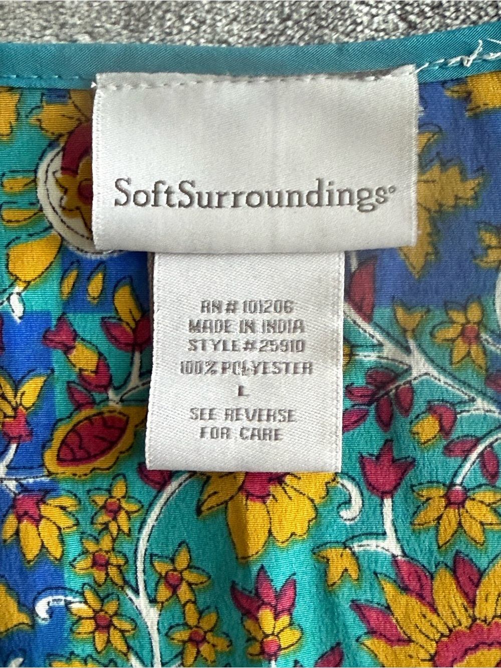 Soft Surroundings Split Neck Floral Tunic Top Size L Lightweight Resort Relaxed - Picture 5 of 11